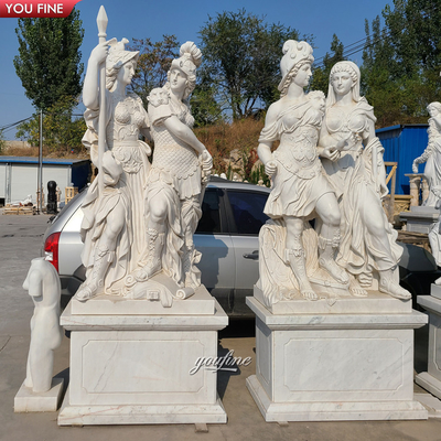 Hand Carved Natural Stone Life Size Warrior Sculpture Roman Soldier Marble Male Statue