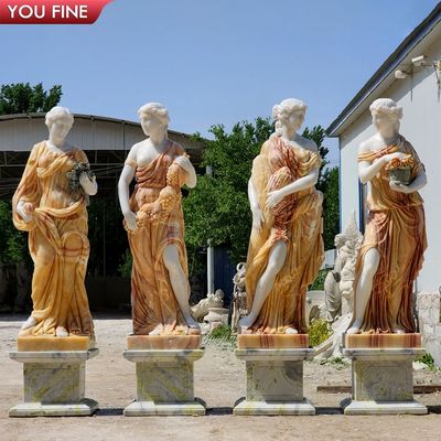 Polish Stone Garden Sculpture Outdoor Red Marble Four Season Women Statues