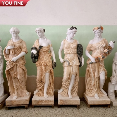 Life Size Natural Stone Garden Sculpture Four Season Goddess Marble Statue