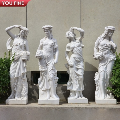 Life Size Natural Stone Garden Sculpture Four Season Goddess Marble Statue