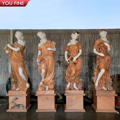 Life Size Natural Stone Garden Sculpture Four Season Goddess Marble Statue