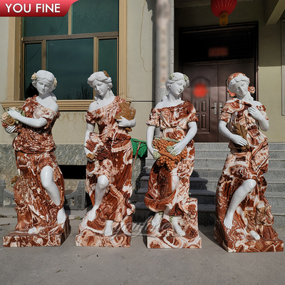 Garden Hand Carved Multicolour Life Size Natural Marble Four Season Greek Goddess Statue