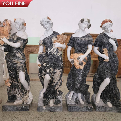 Garden Hand Carved Multicolour Life Size Natural Marble Four Season Greek Goddess Statue