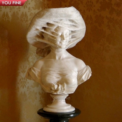Custom Marble Veiled Lady Bust Statues