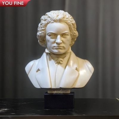 Hand Carved Decorative Natural White Marble Stone Beethoven Bust Sculpture
