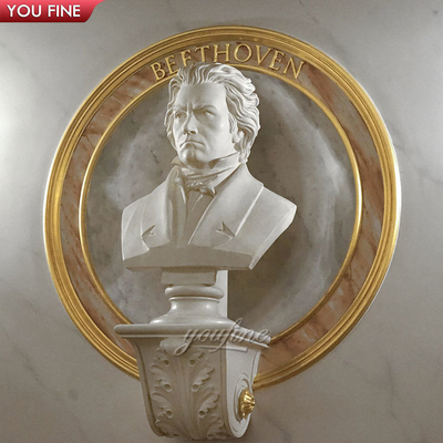 Hand Carved Decorative Natural White Marble Stone Beethoven Bust Sculpture